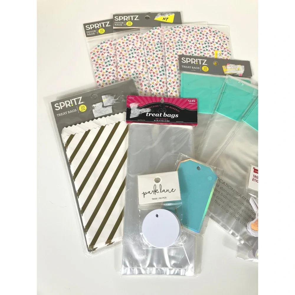 Party Gift And Treat Bags And Tags Lot NWT Unicorn Teal Gold